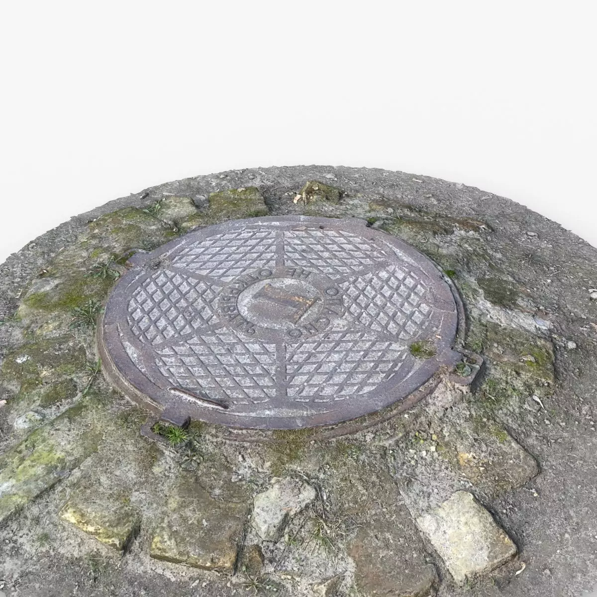 Photorealistic 3D scan of manhole Hatch cover Sewer Manhole Low-poly 3D model_0
