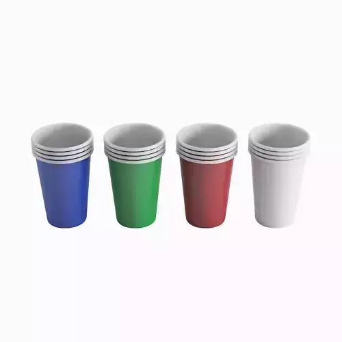 Paper Cup Set  Low-poly 3D model