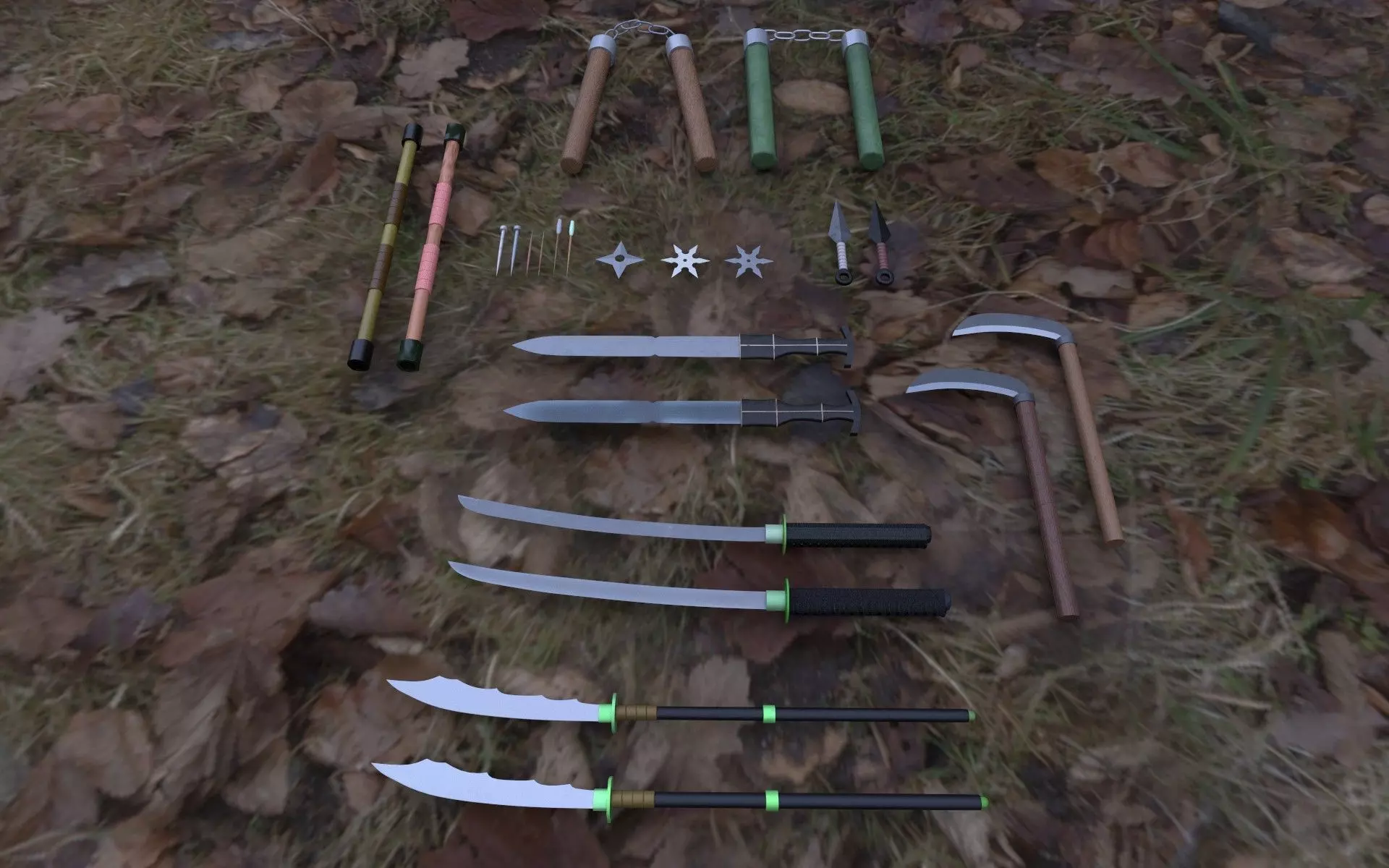 Asian Weapons Bundle 2K -Beta- Low-poly 3D model_0