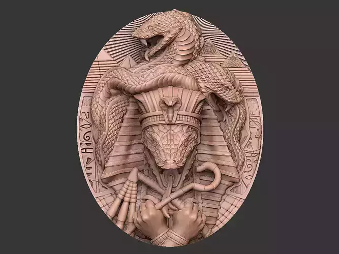 Pharaoh snake medallion king emperor warrior fighter Egypt  3D print model