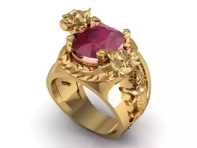 ring tiger head gem