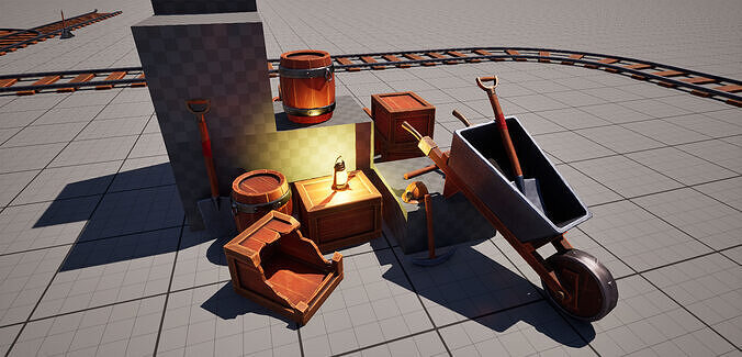 Stylized Mine Props Pack Low-poly 3D model 3