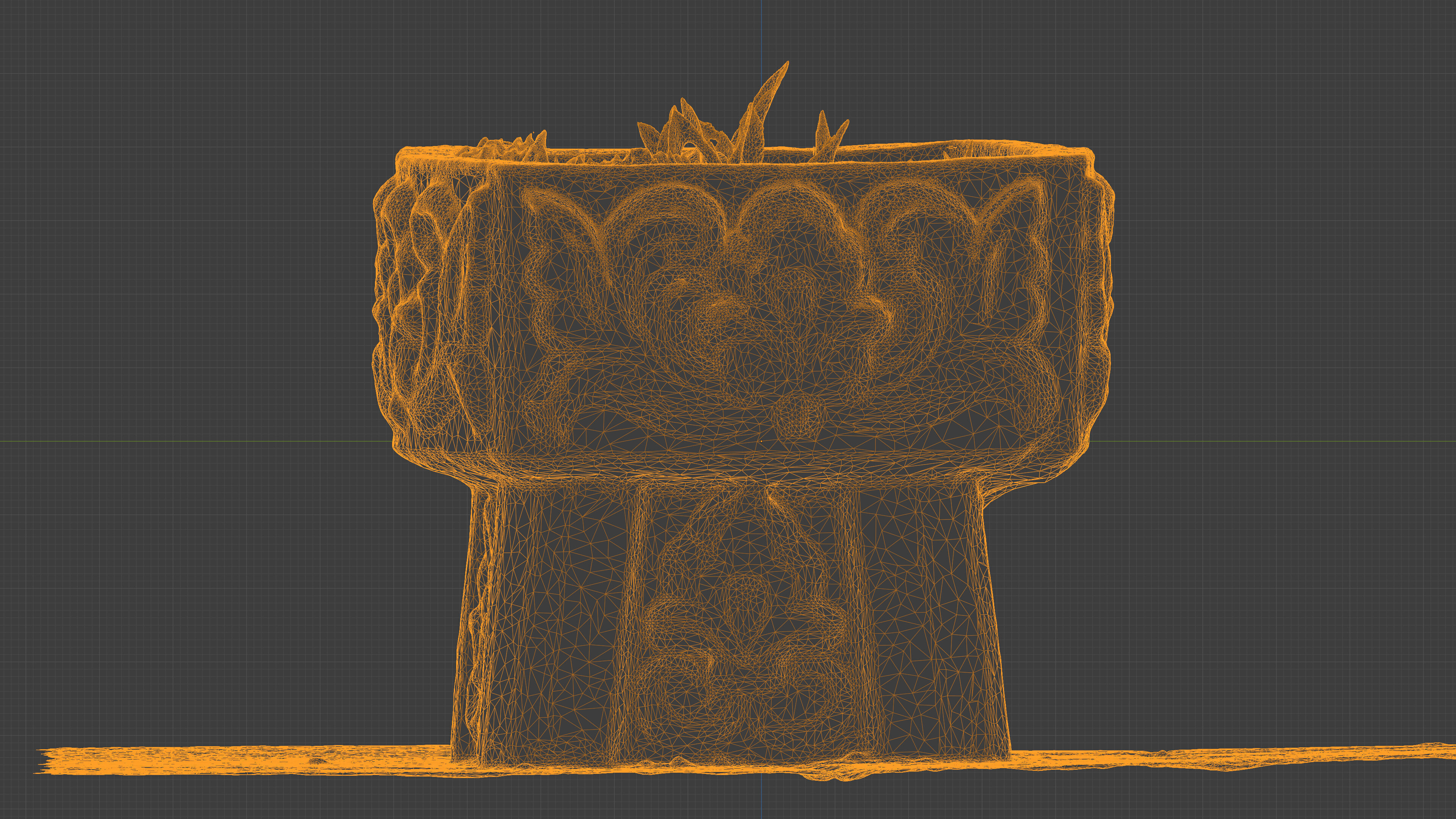 Photorealistic 3D scan of concrete abandoned empty planter Low-poly 3D model_27