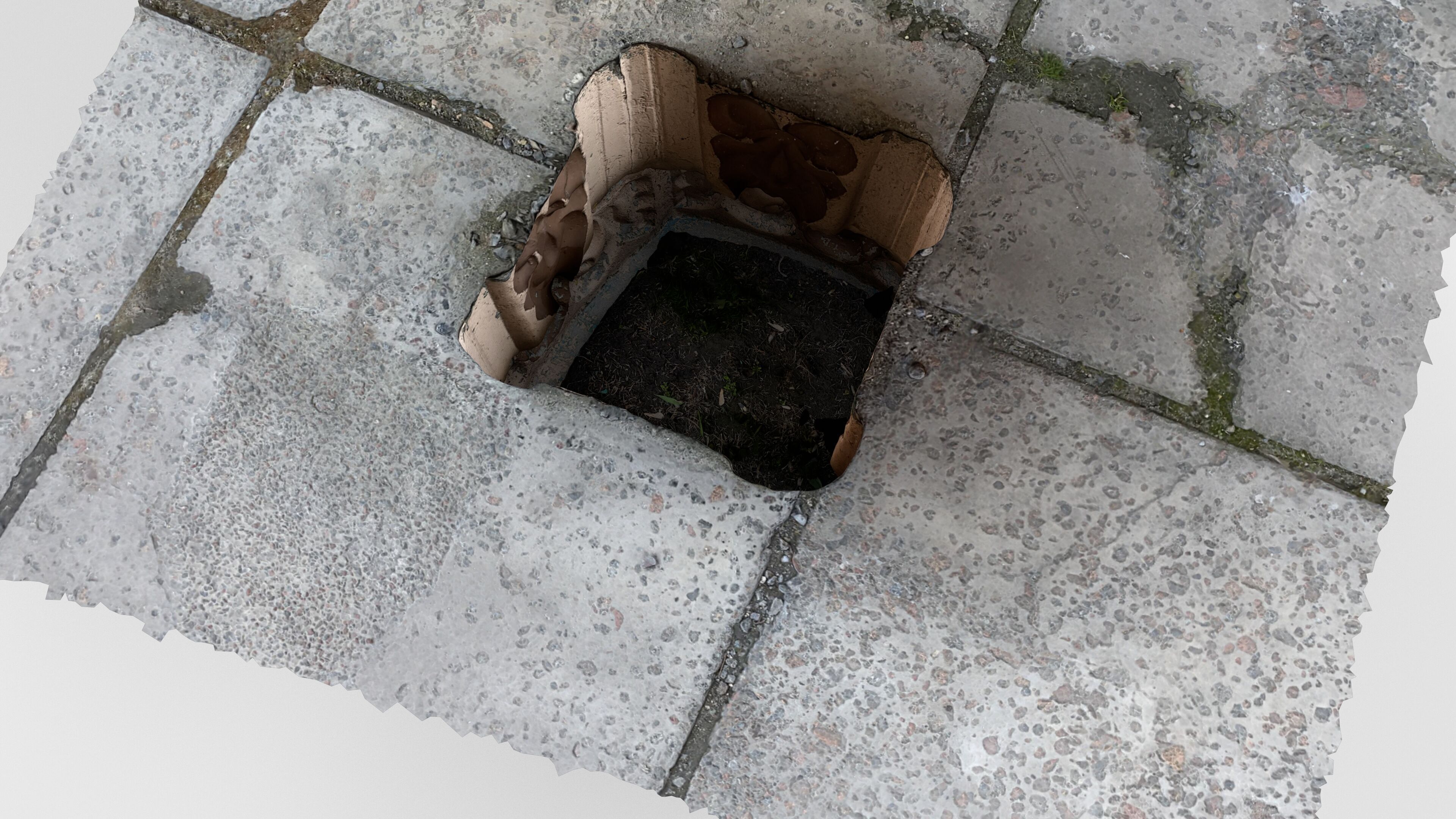 Photorealistic 3D scan of concrete abandoned empty planter Low-poly 3D model_11