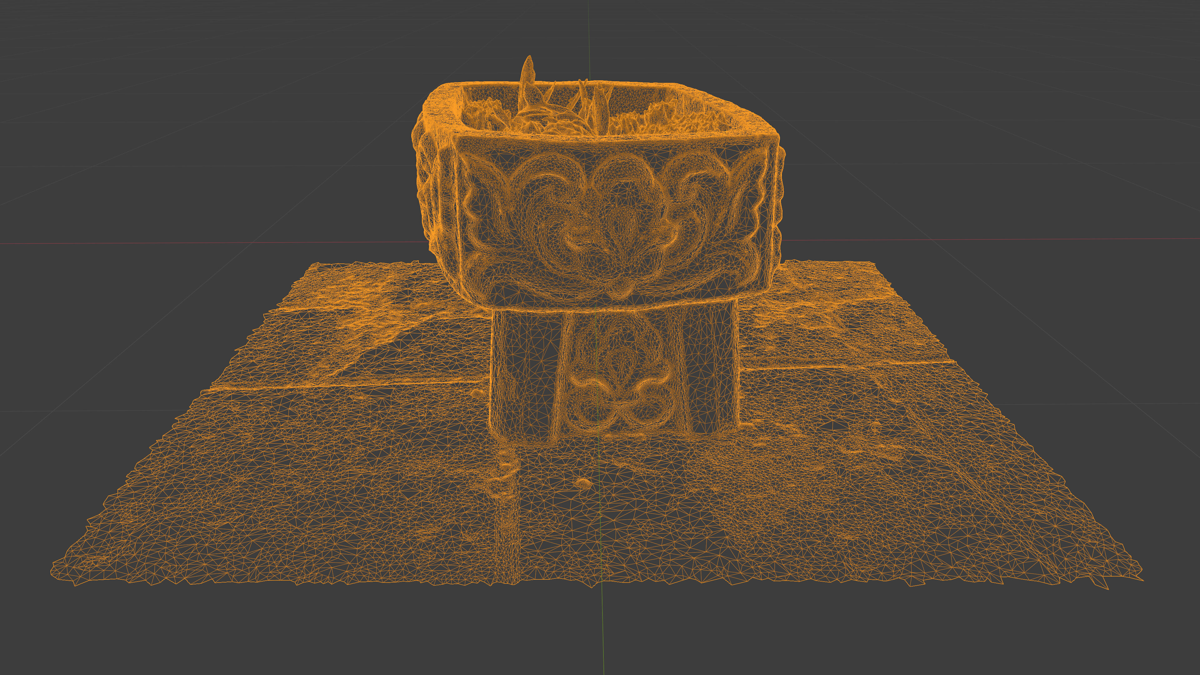 Photorealistic 3D scan of concrete abandoned empty planter Low-poly 3D model_31