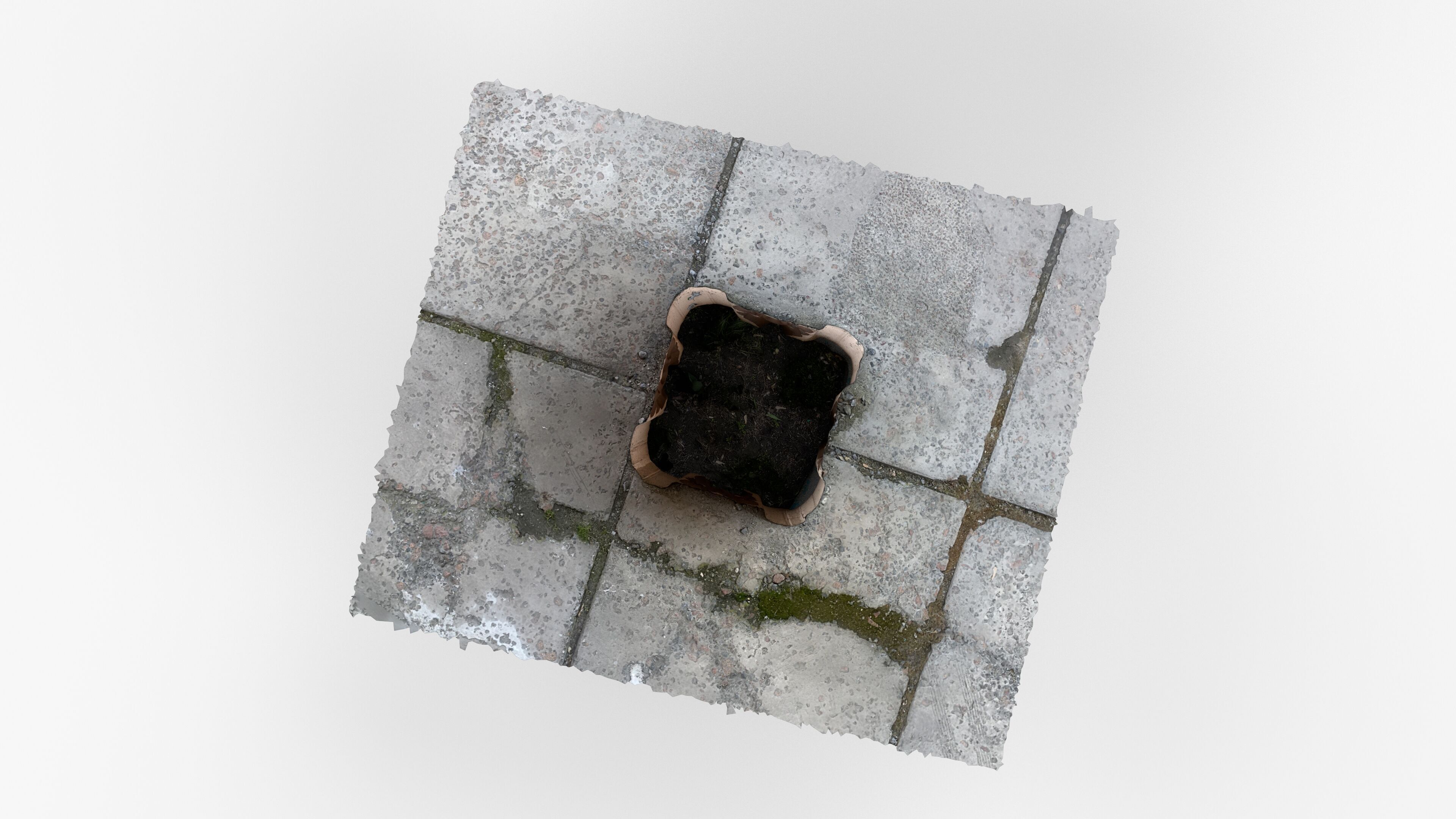 Photorealistic 3D scan of concrete abandoned empty planter Low-poly 3D model_7