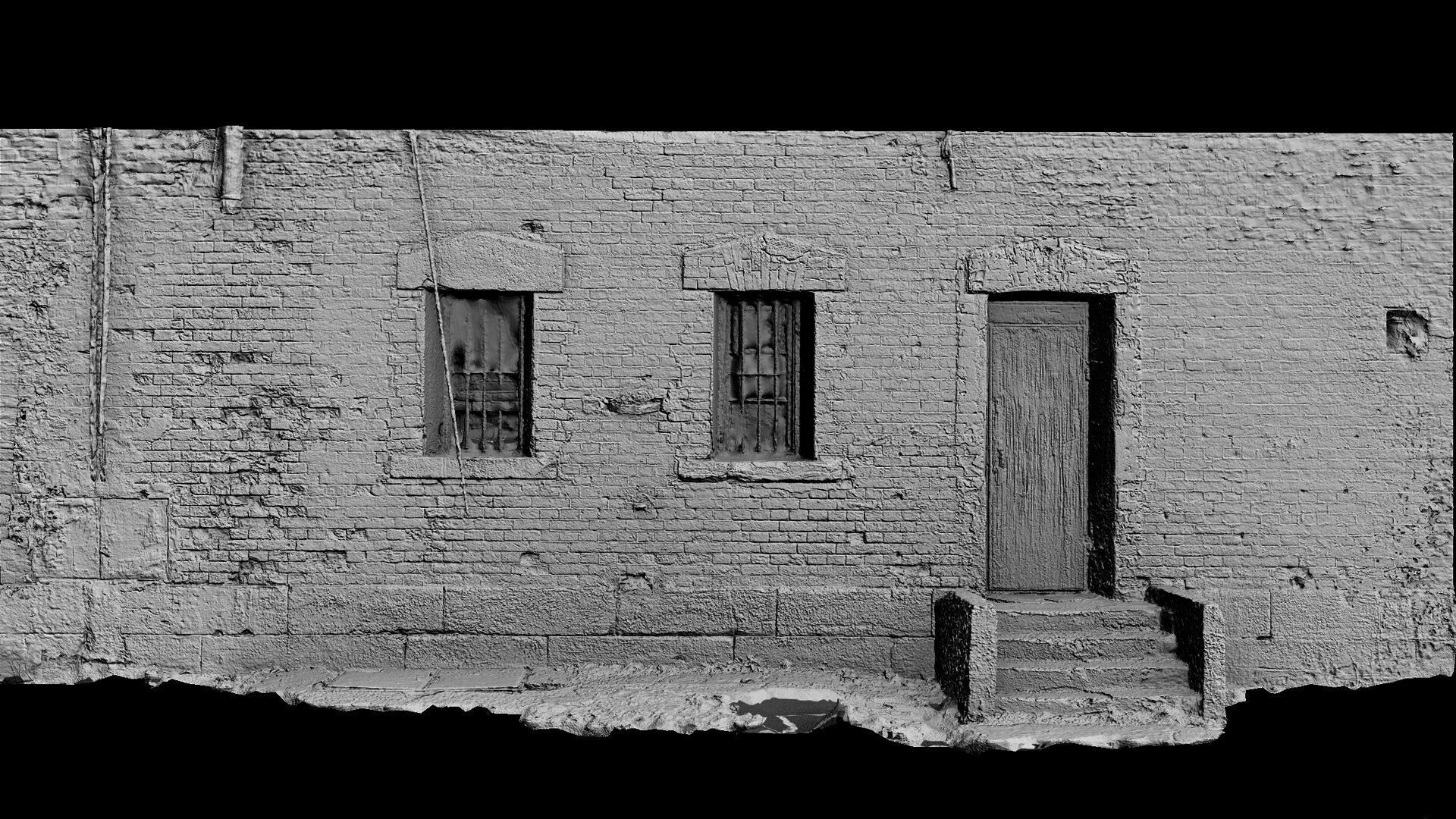 abandoned factory brickwall facade entrance photogrammetry Low-poly 3D model_6