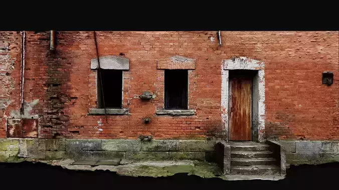 abandoned factory brickwall facade entrance photogrammetry