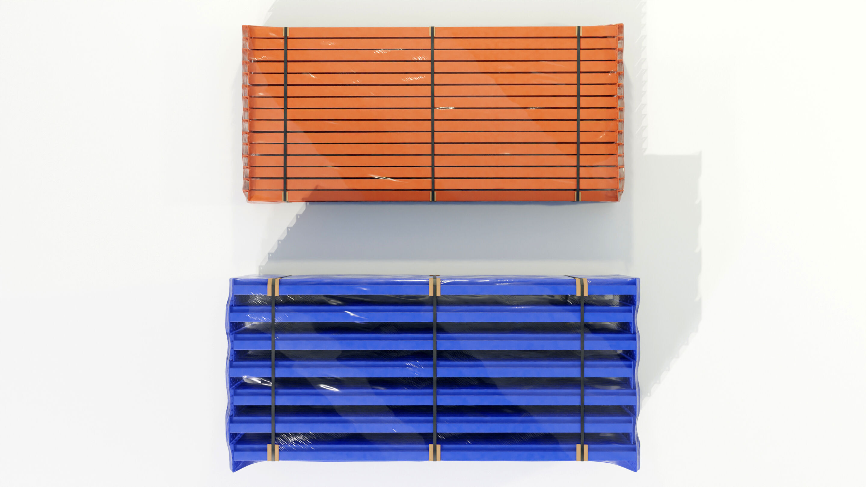 Stacks of Pallet rack horizontal beams 3D model_10