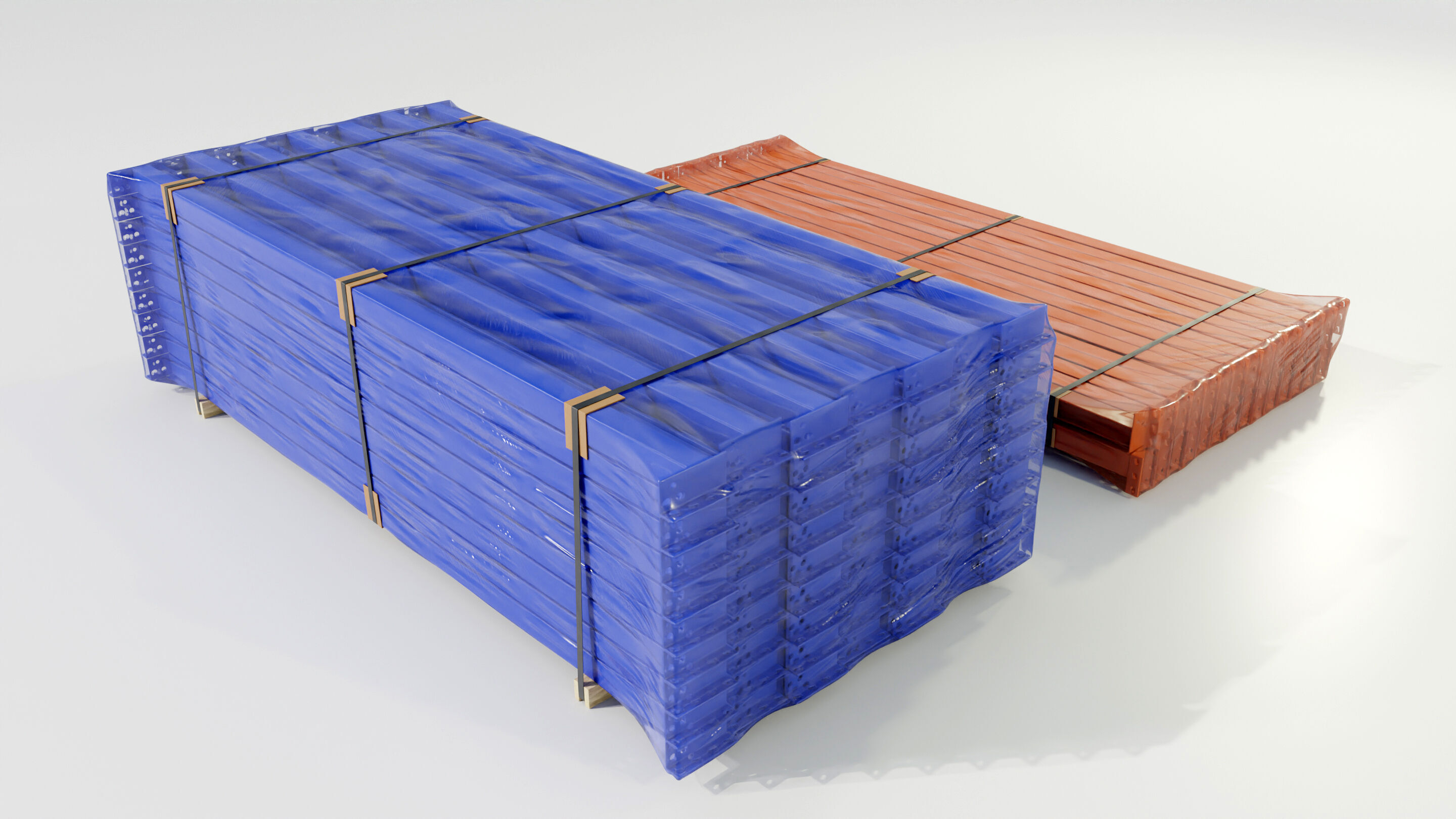 Stacks of Pallet rack horizontal beams 3D model_4