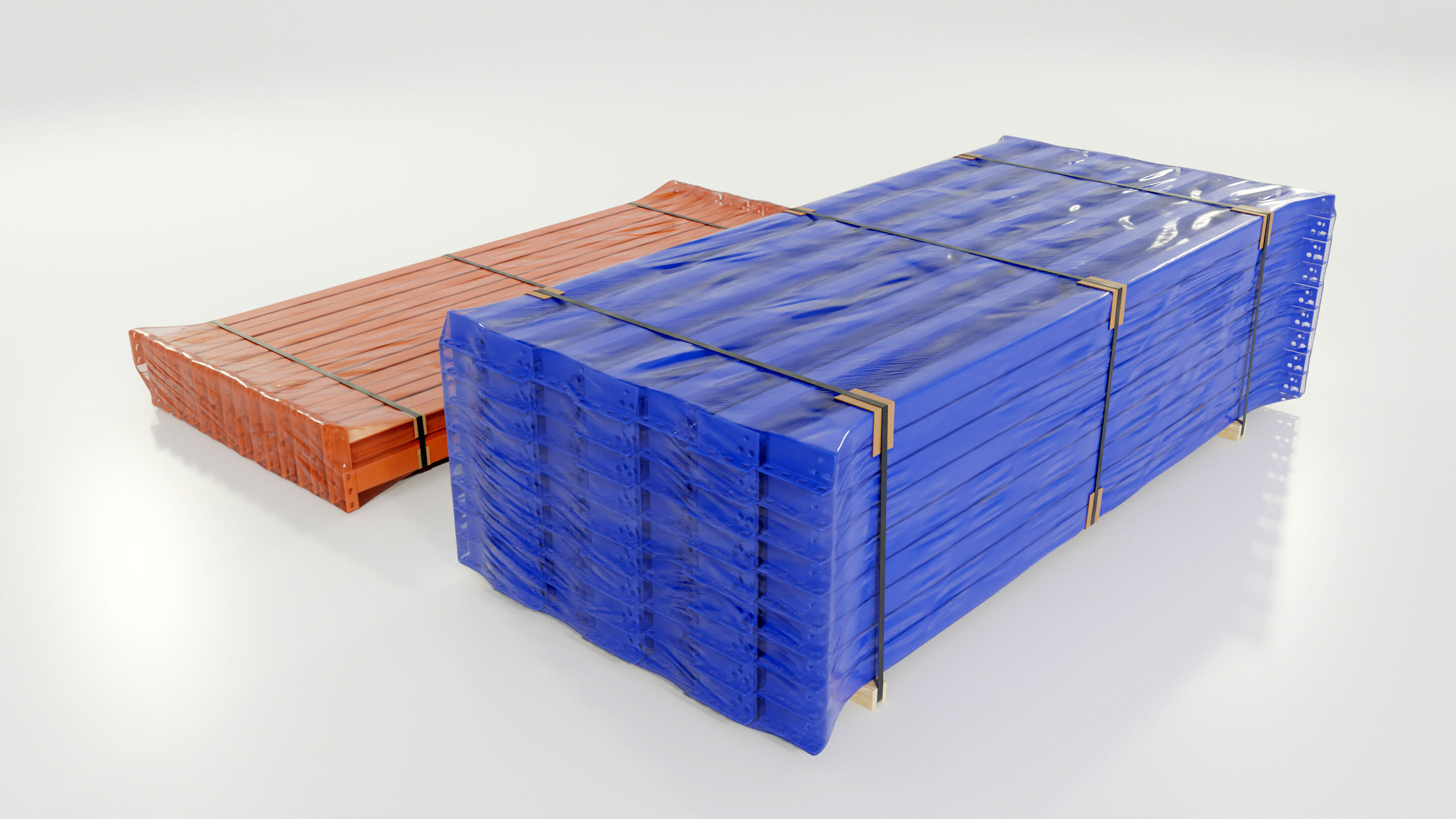 Stacks of Pallet rack horizontal beams 3D model_3