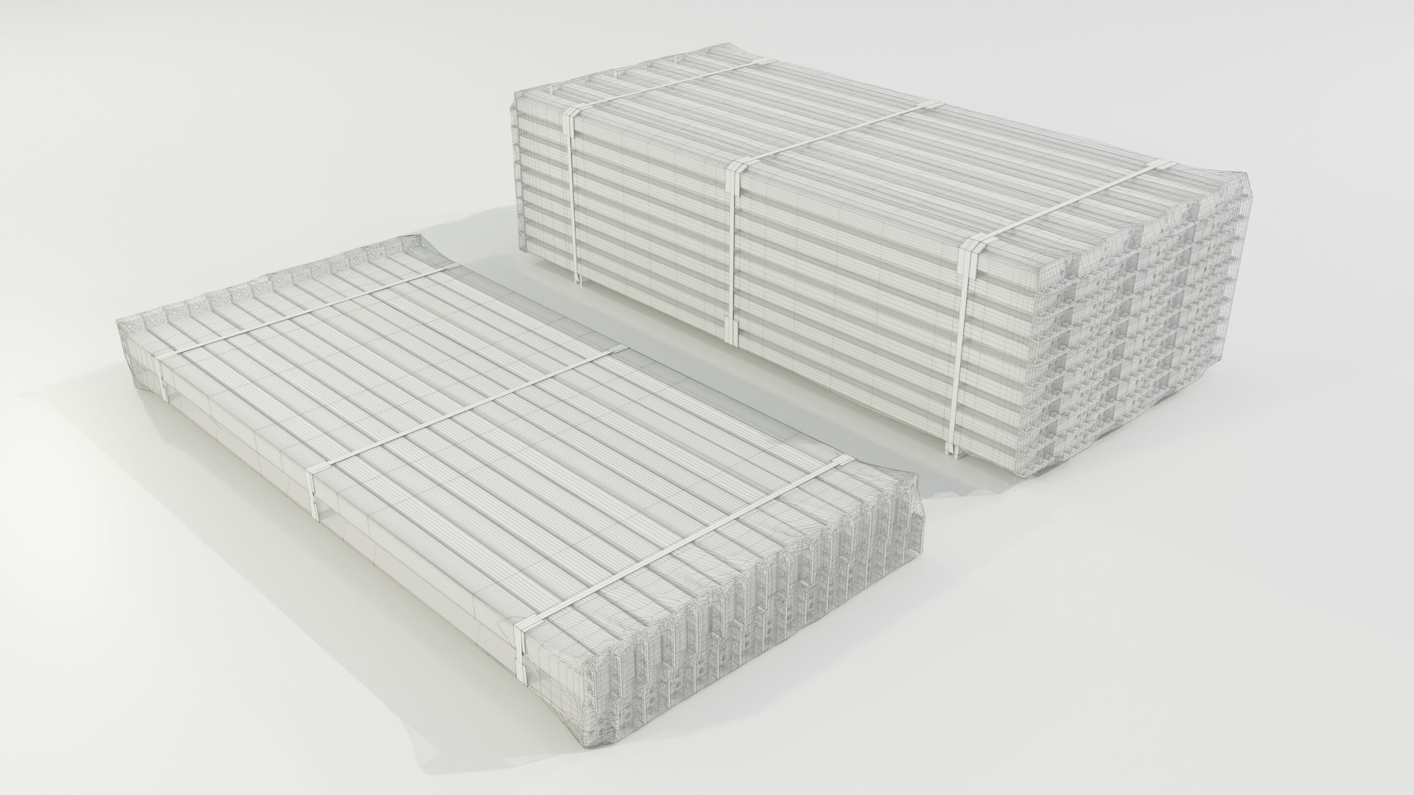Stacks of Pallet rack horizontal beams 3D model_12
