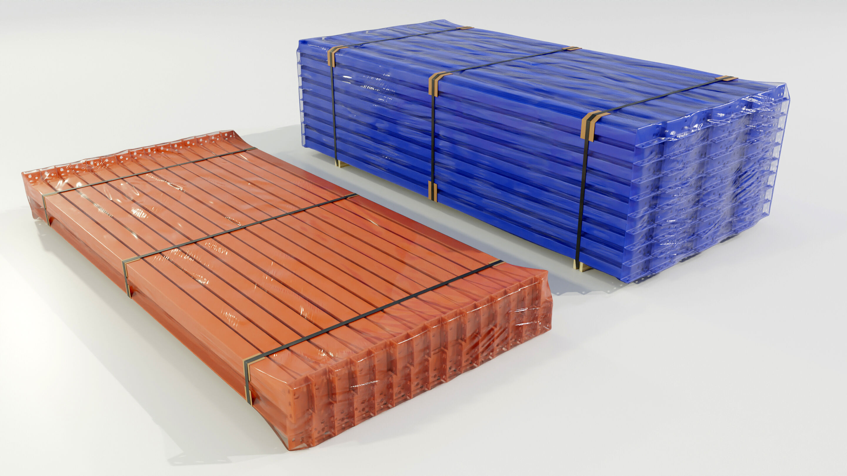 Stacks of Pallet rack horizontal beams 3D model_6