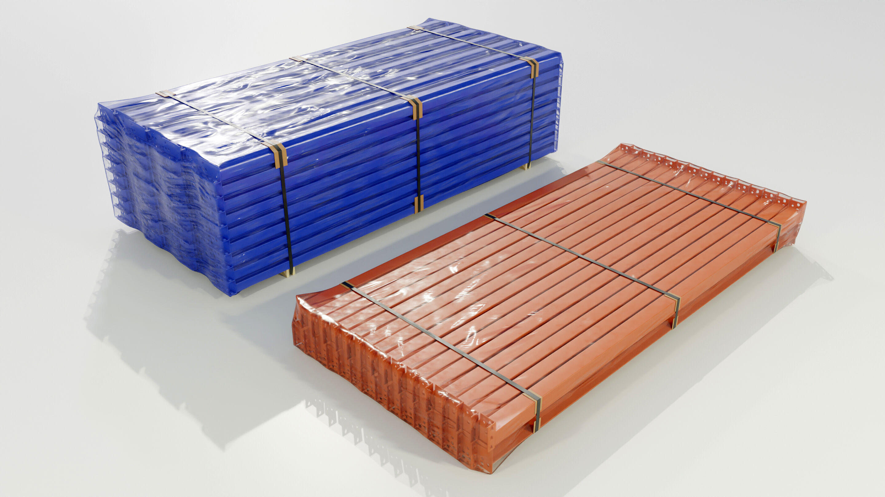 Stacks of Pallet rack horizontal beams 3D model_5