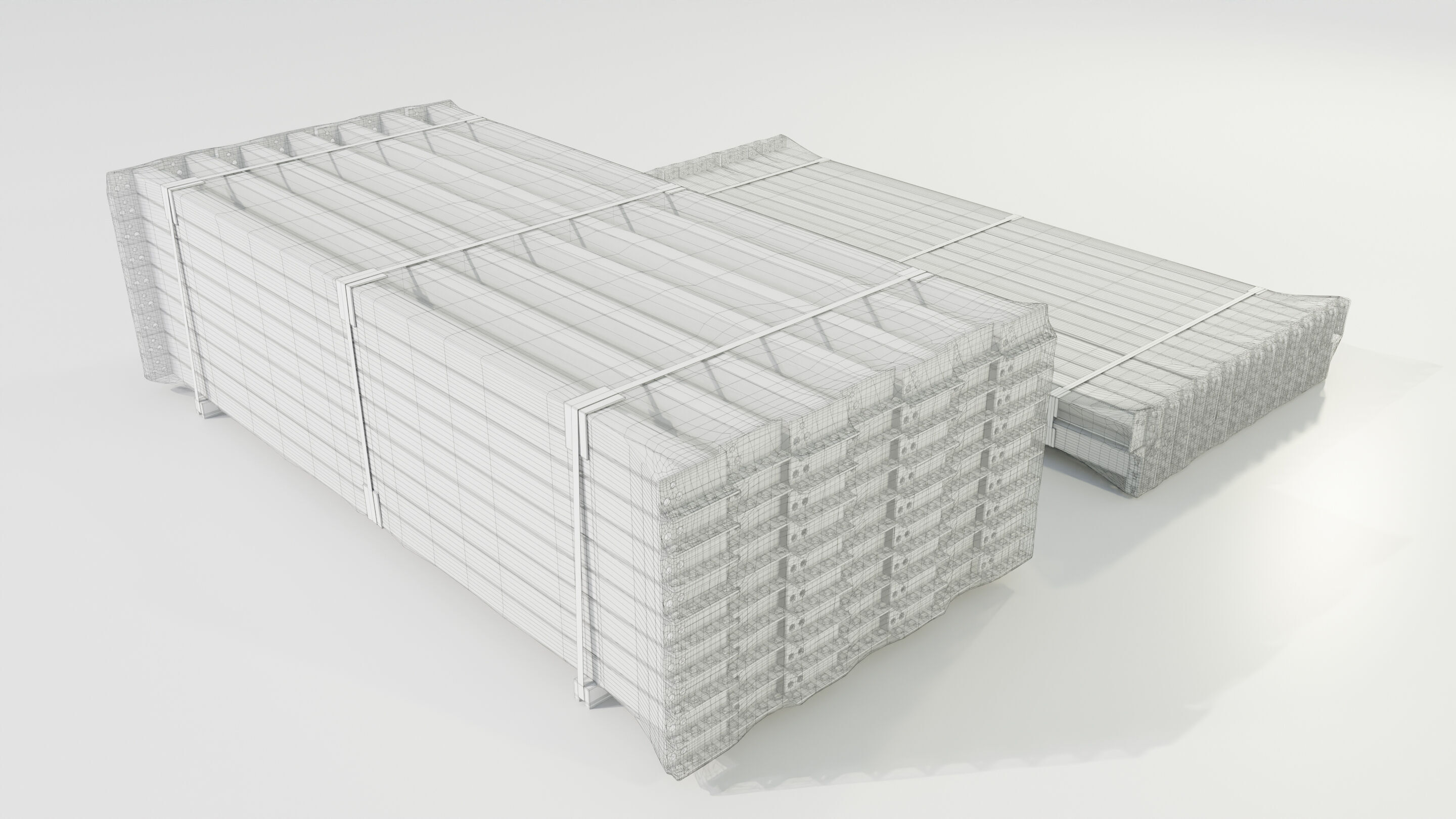 Stacks of Pallet rack horizontal beams 3D model_14