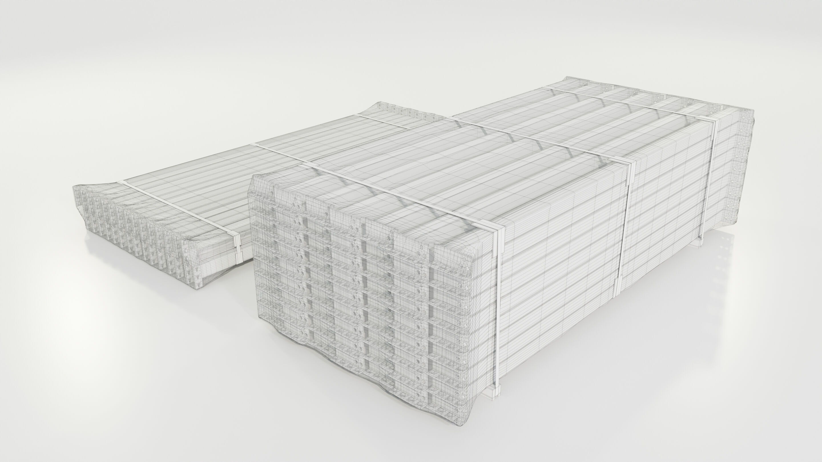 Stacks of Pallet rack horizontal beams 3D model_13