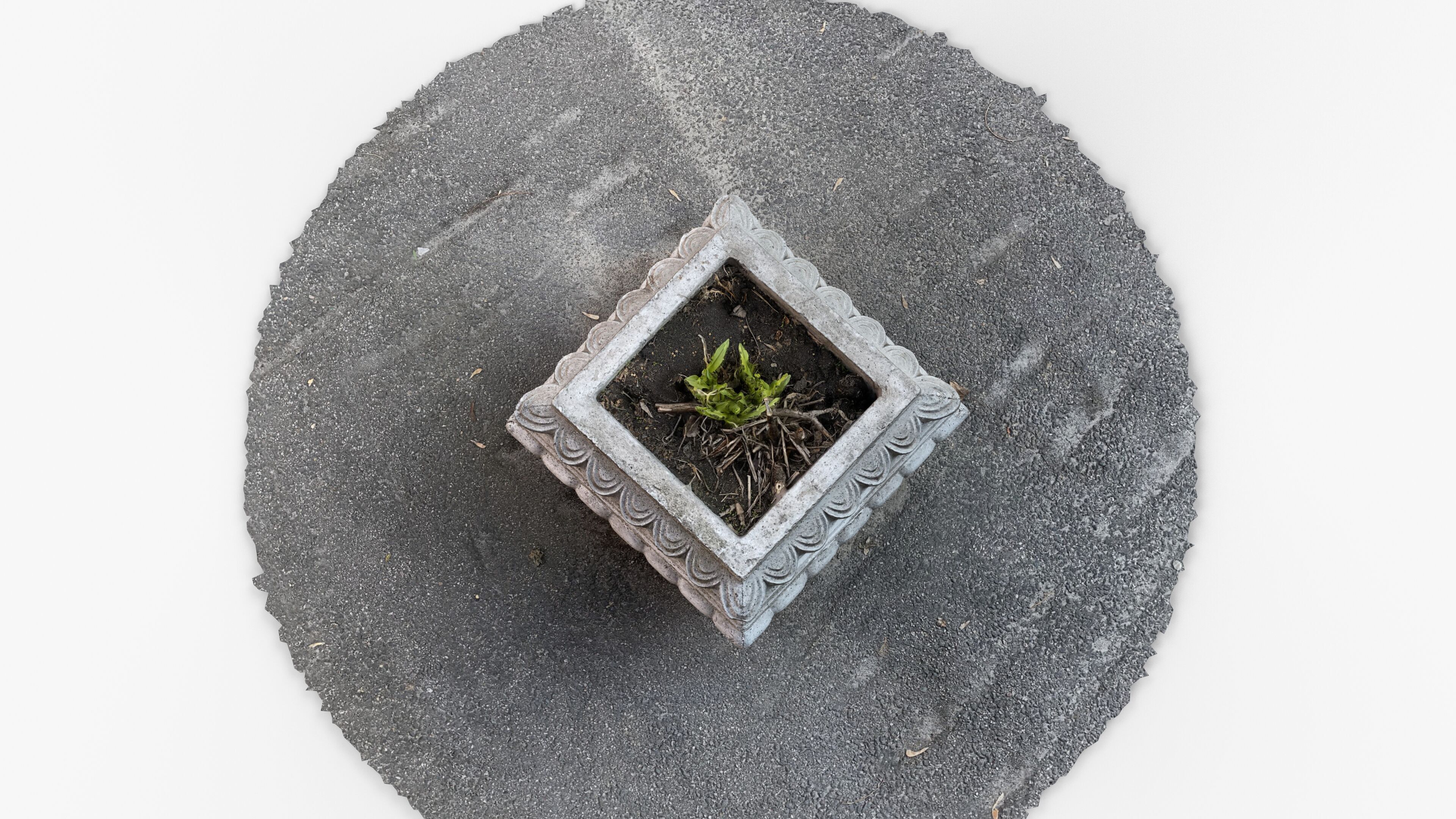 Photorealistic 3D scan of concrete abandoned empty planter Low-poly 3D model_5