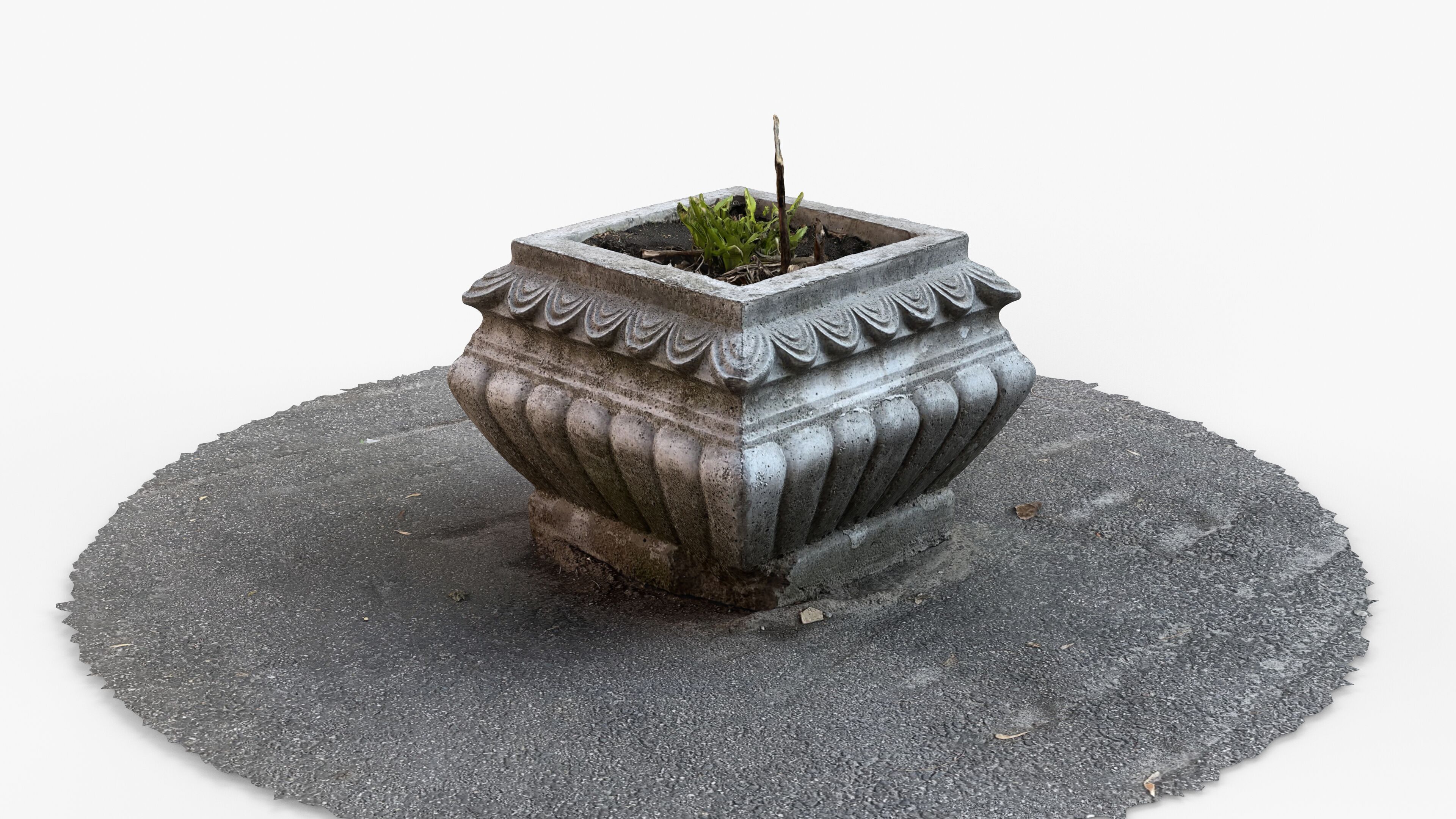 Photorealistic 3D scan of concrete abandoned empty planter Low-poly 3D model_6