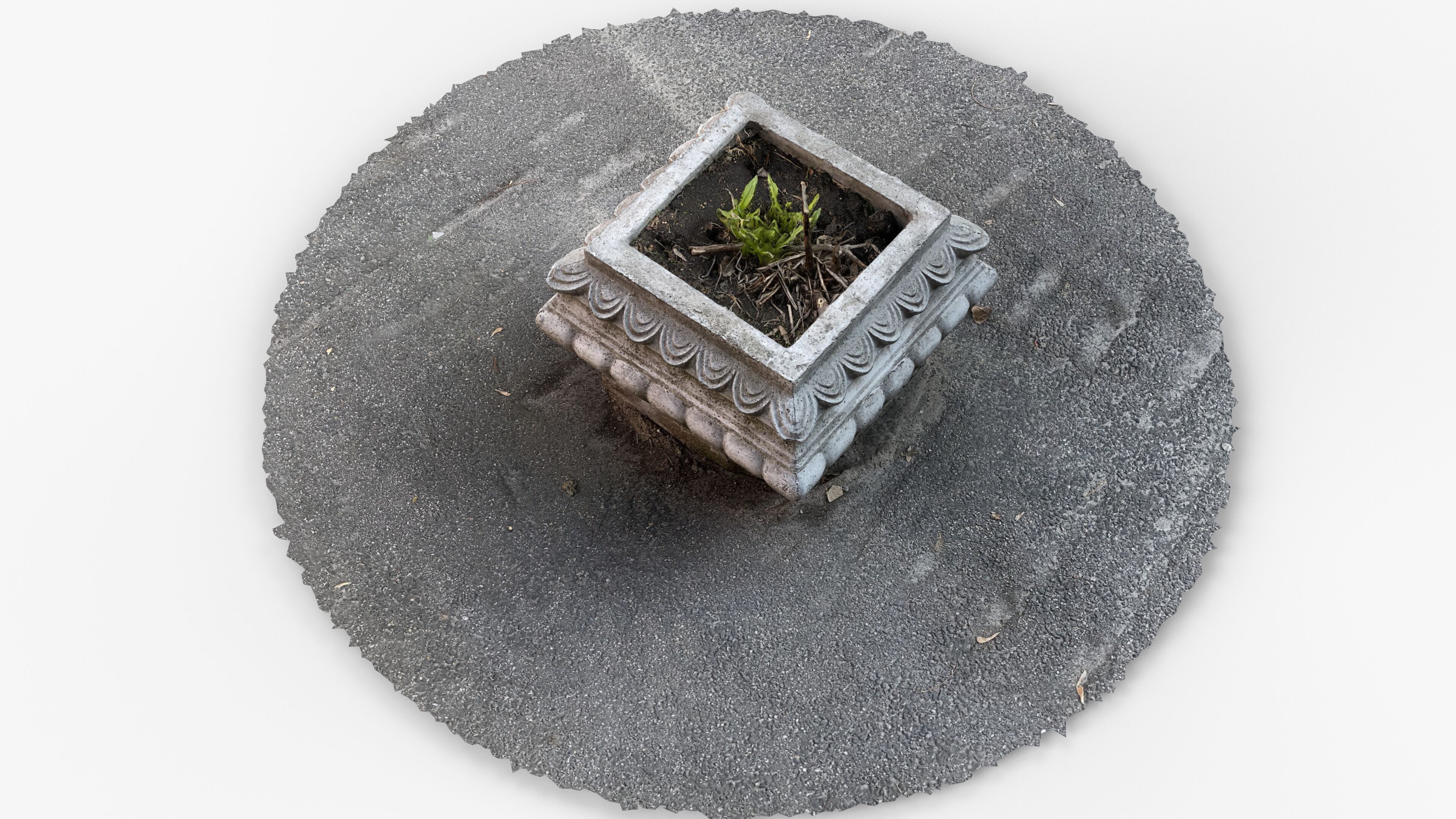 Photorealistic 3D scan of concrete abandoned empty planter Low-poly 3D model_8