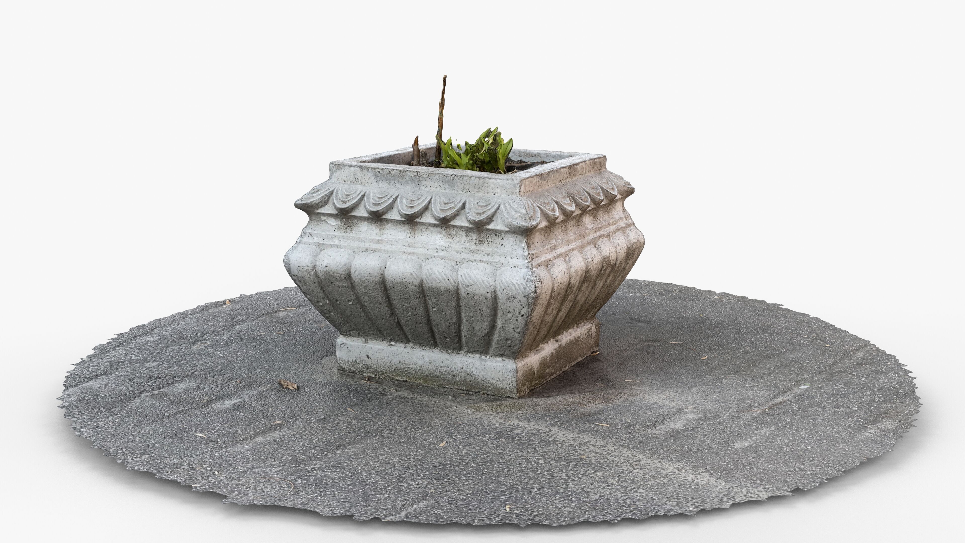 Photorealistic 3D scan of concrete abandoned empty planter Low-poly 3D model_9