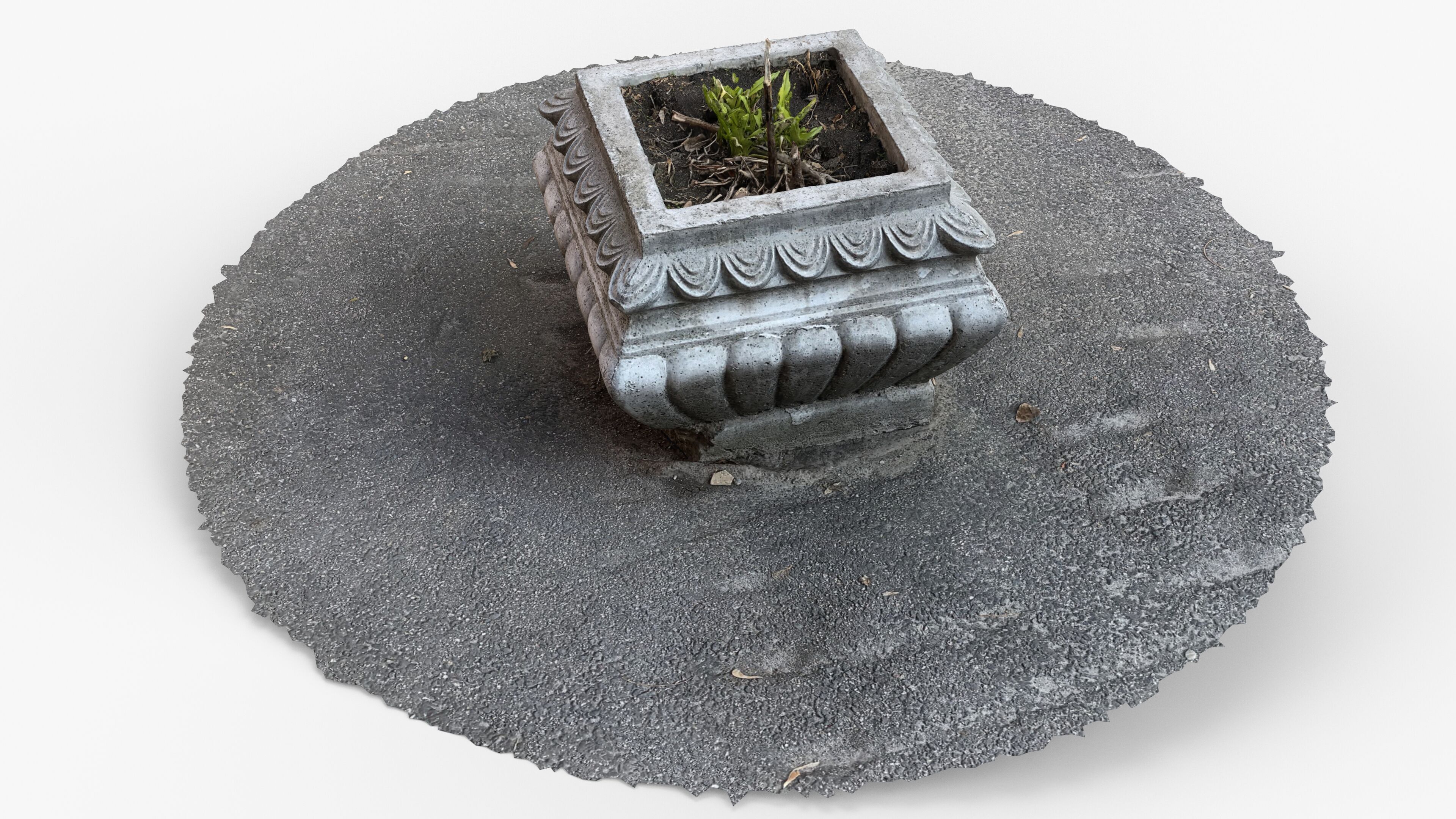 Photorealistic 3D scan of concrete abandoned empty planter Low-poly 3D model_13