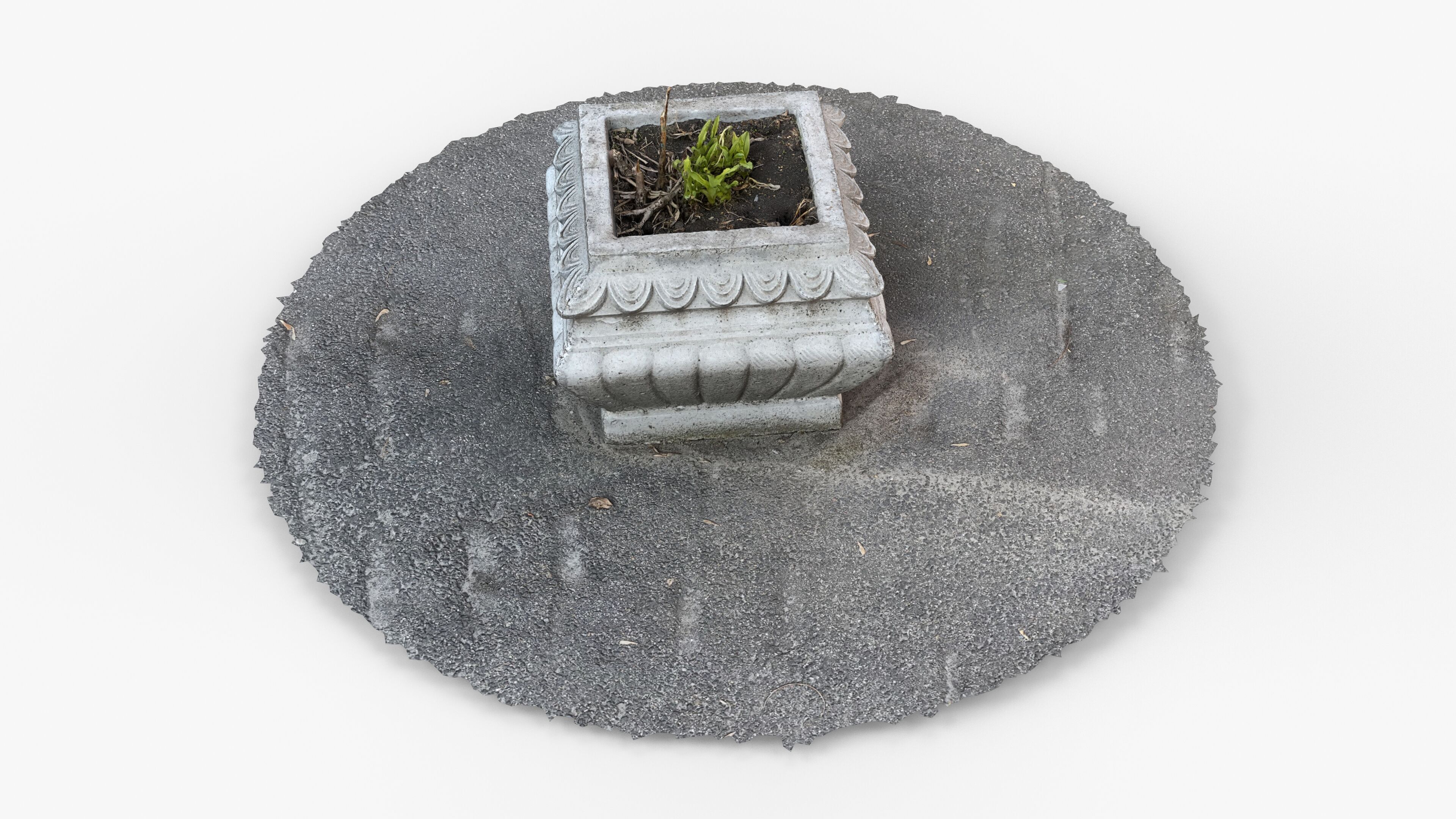 Photorealistic 3D scan of concrete abandoned empty planter Low-poly 3D model_10