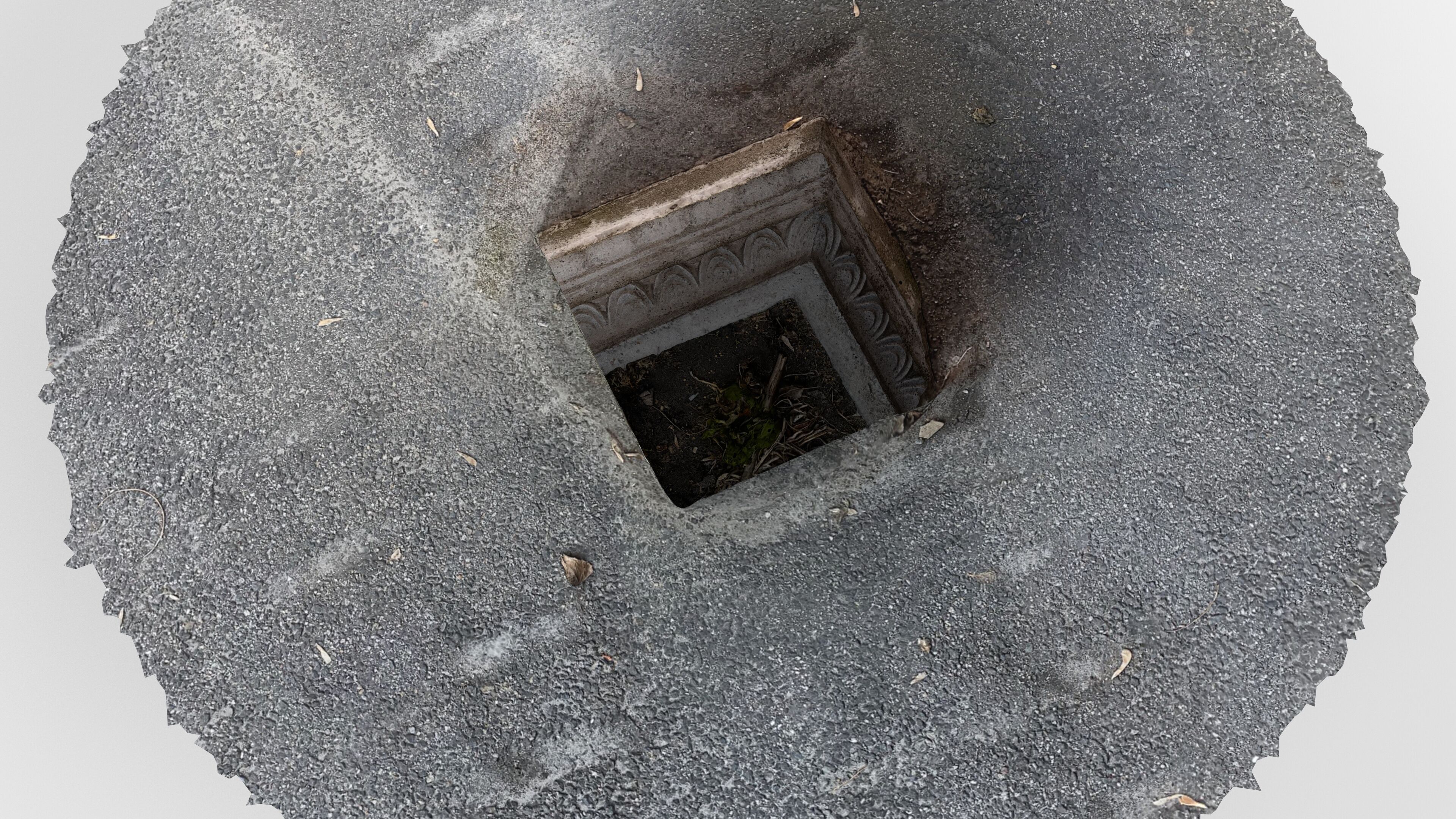 Photorealistic 3D scan of concrete abandoned empty planter Low-poly 3D model_11