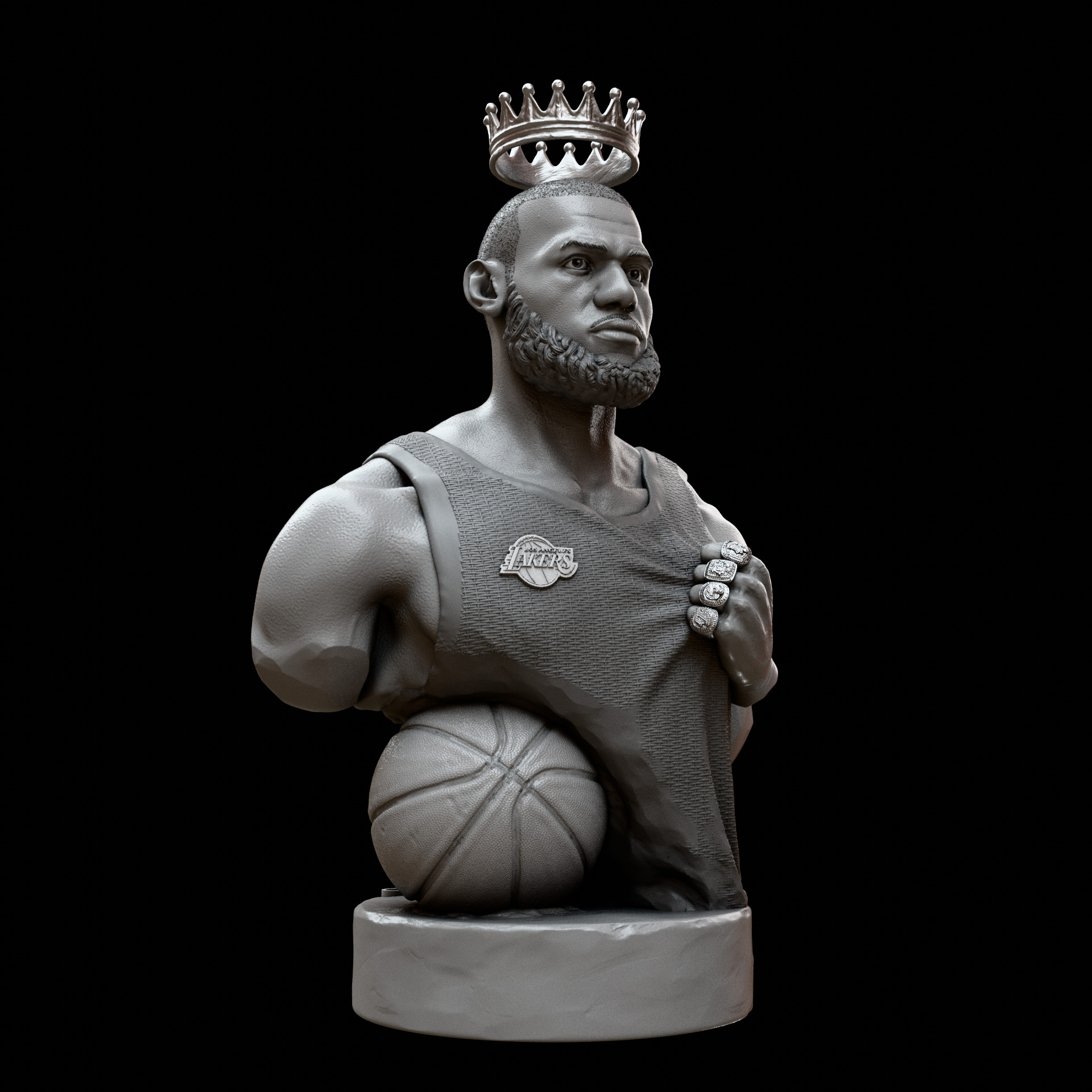Lebron James Bust for 3D printing 3D print model_6