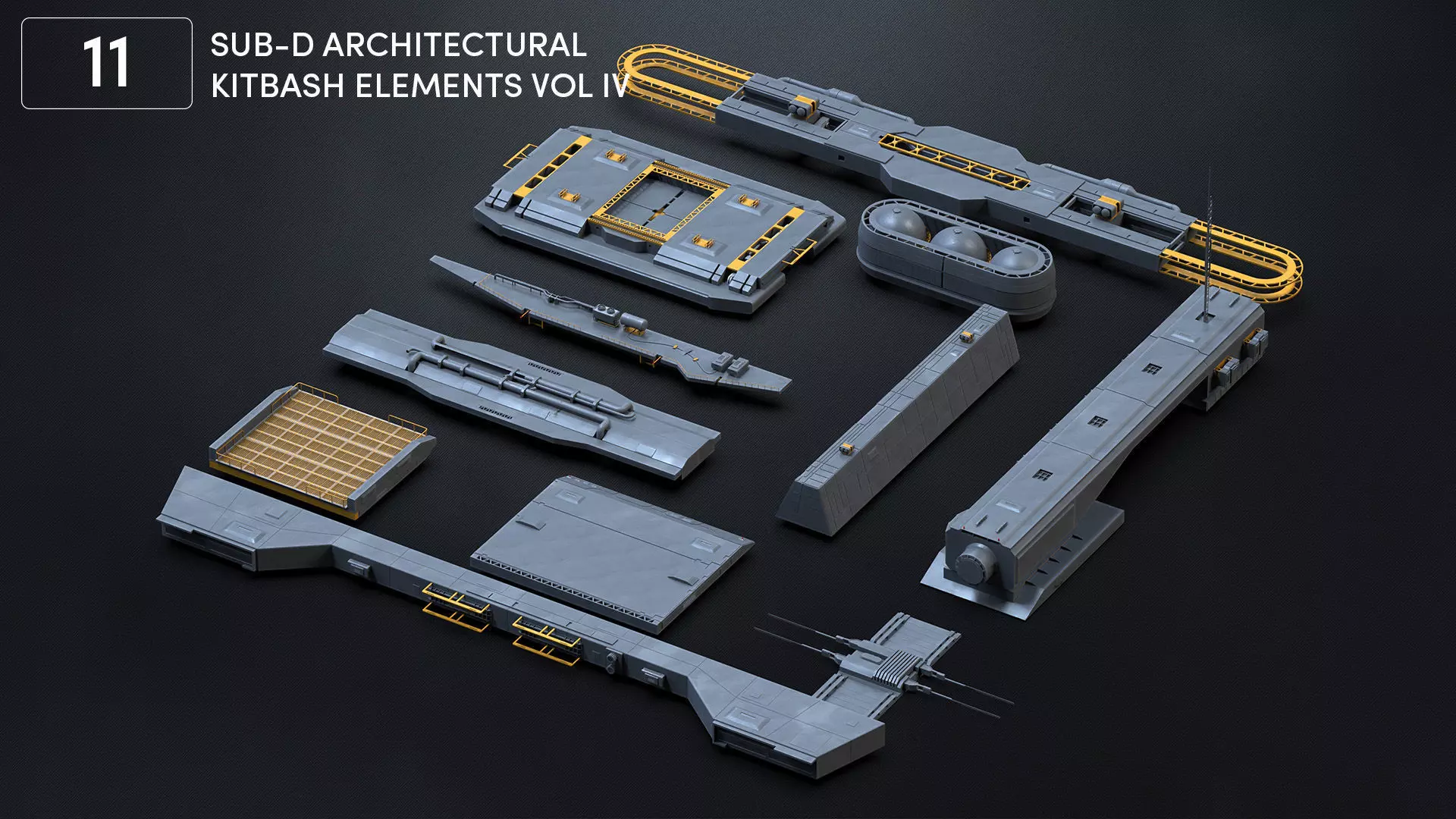 11 SUB-D Scifi Architecture Kitbash Elements Vol IV 3D model_0
