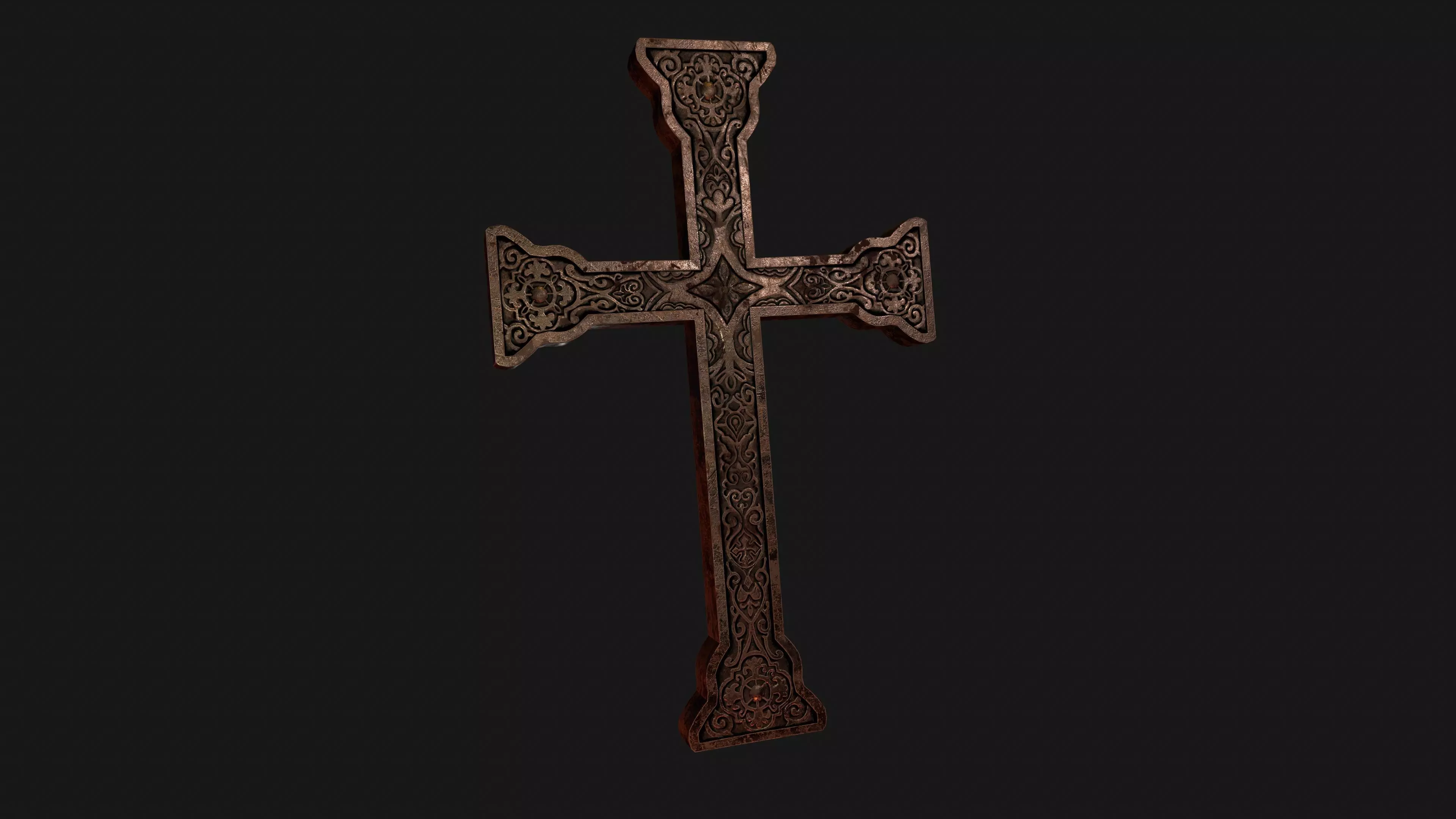 Crucifix Low-poly 3D model_0
