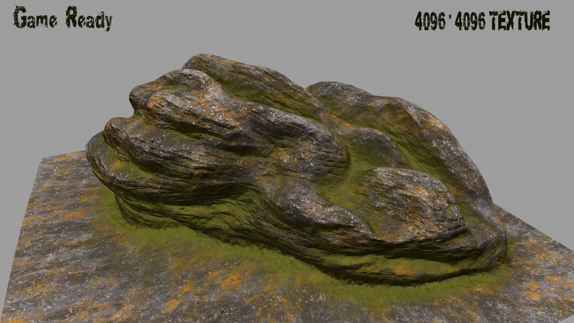 Rock with grass Low-poly 3D model