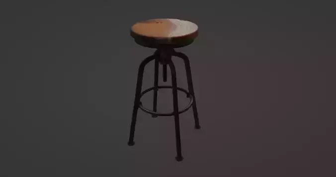 Industrial Adjustable Barstool with Wood Seat
