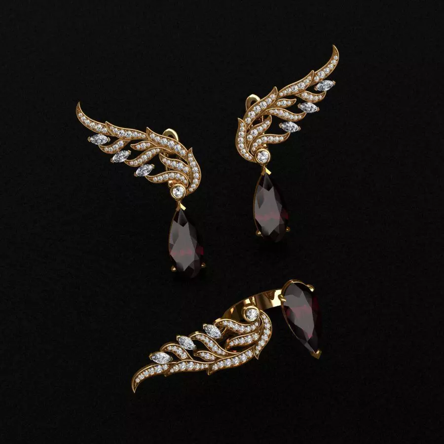 Ring and Earrings 3D print model