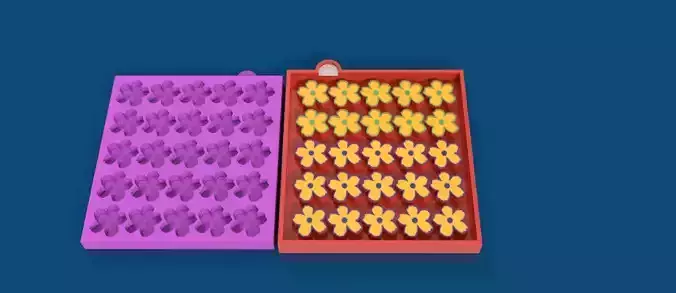 25 Cavity Flower Wax Melt freshie Mold 3D print model