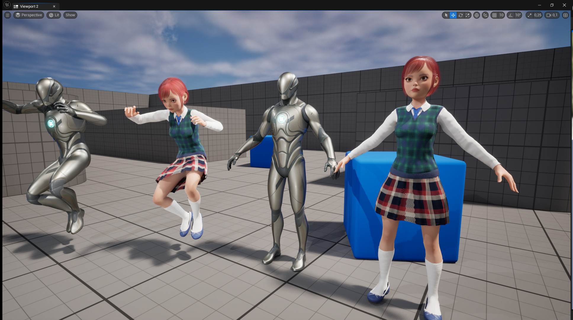 Red Hair and School Outfit Rigged Stylized High School Girl 3D Low-poly 3D model_23