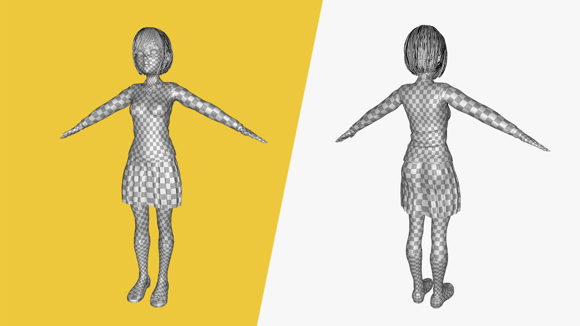 Red Hair and School Outfit Rigged Stylized High School Girl 3D Low-poly 3D model_25