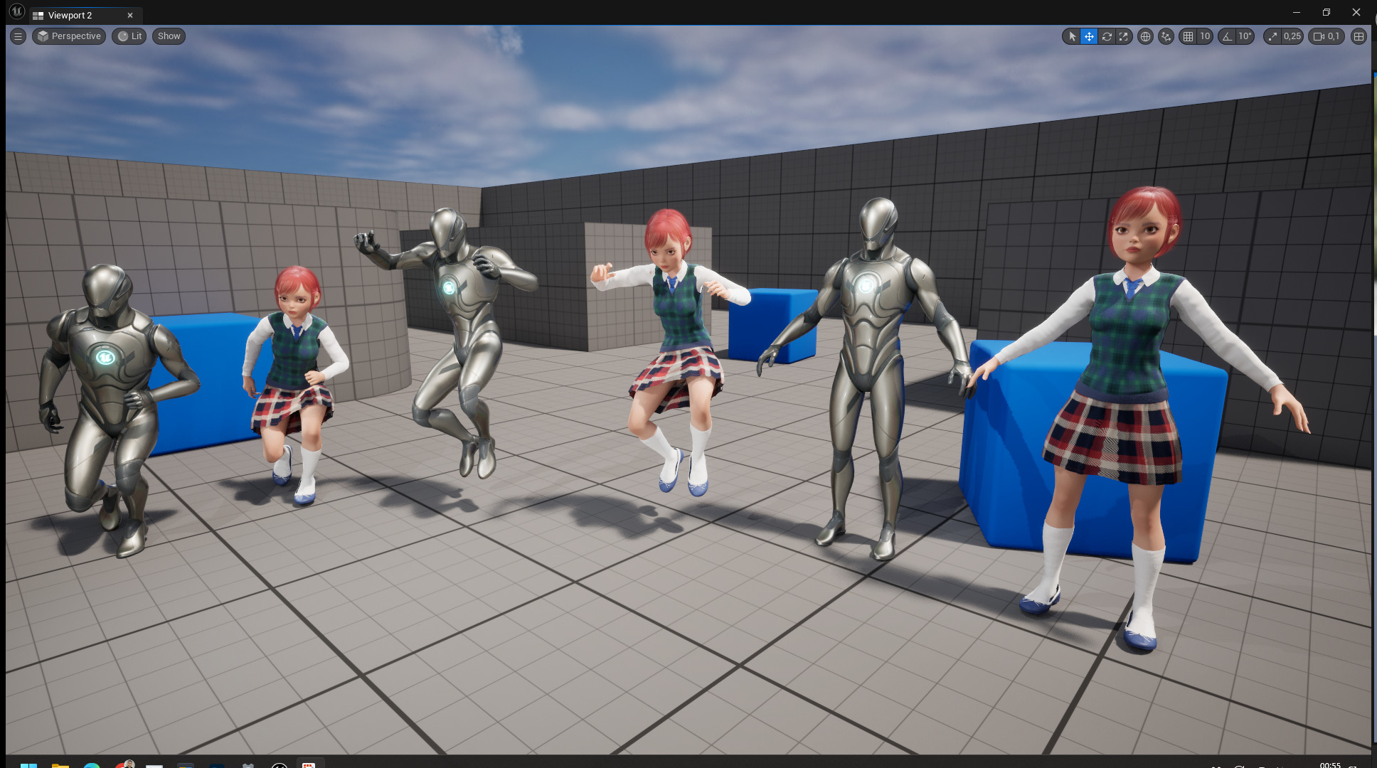 Red Hair and School Outfit Rigged Stylized High School Girl 3D Low-poly 3D model_22