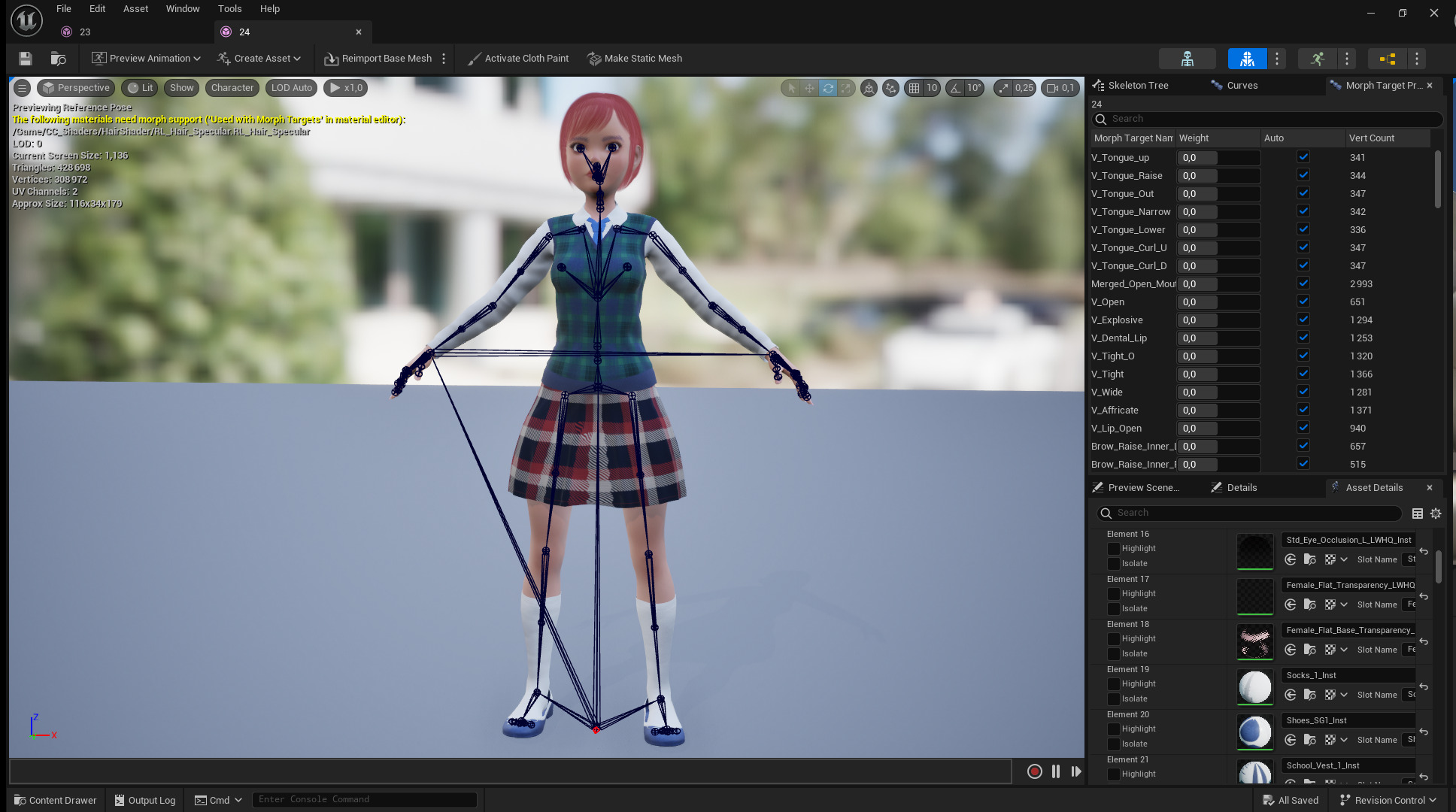 Red Hair and School Outfit Rigged Stylized High School Girl 3D Low-poly 3D model_24