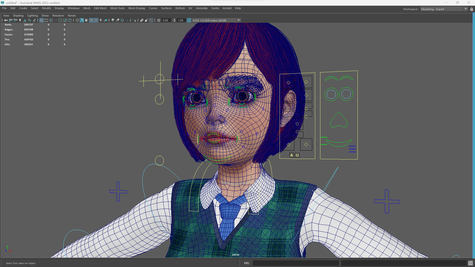 Red Hair and School Outfit Rigged Stylized High School Girl 3D Low-poly 3D model_18