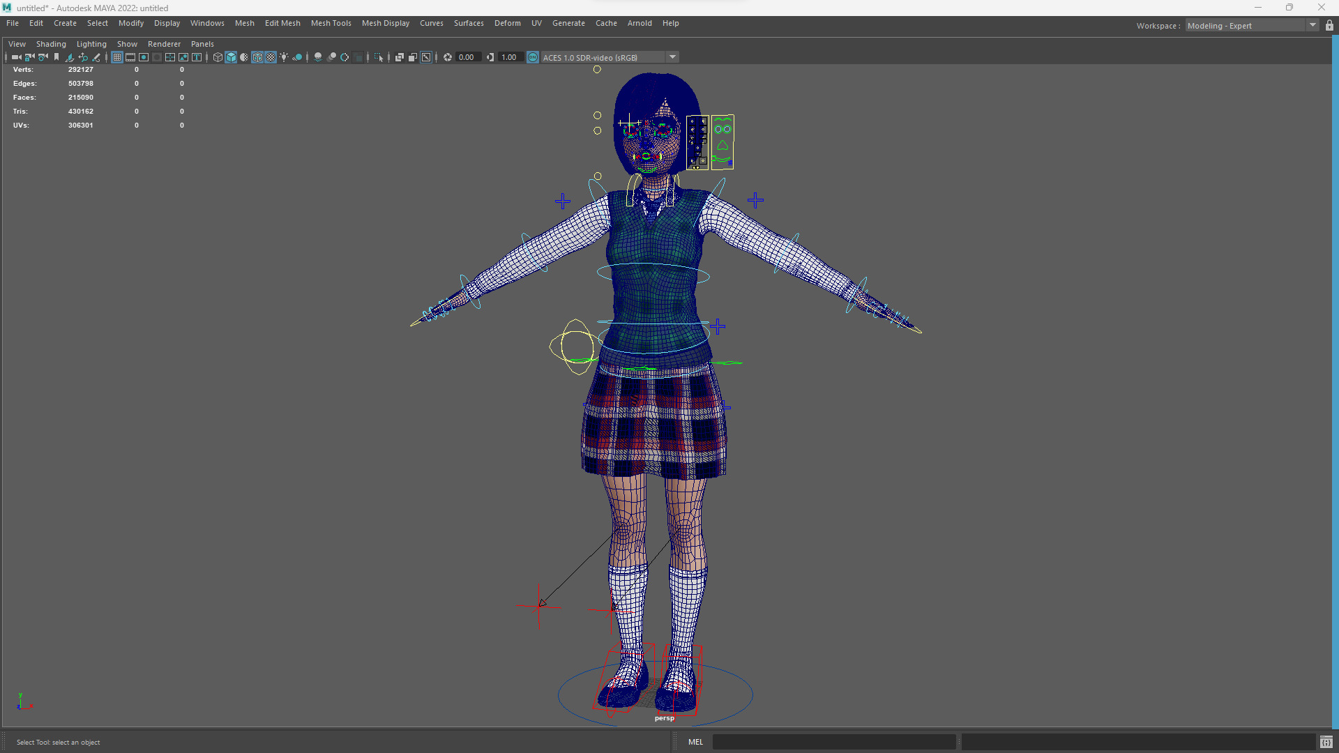 Red Hair and School Outfit Rigged Stylized High School Girl 3D Low-poly 3D model_19