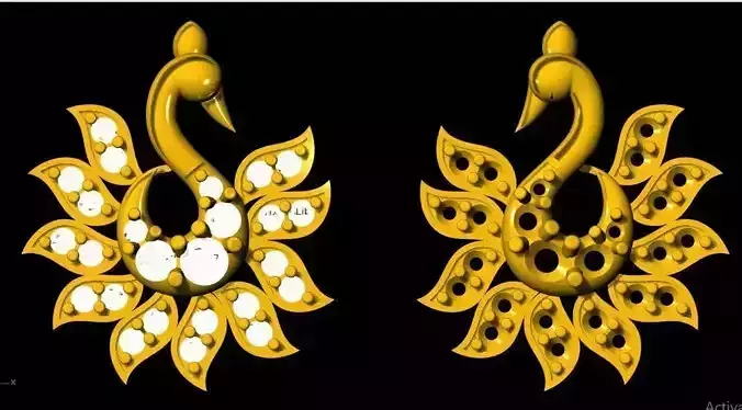 Peacock Earring 3dm file 