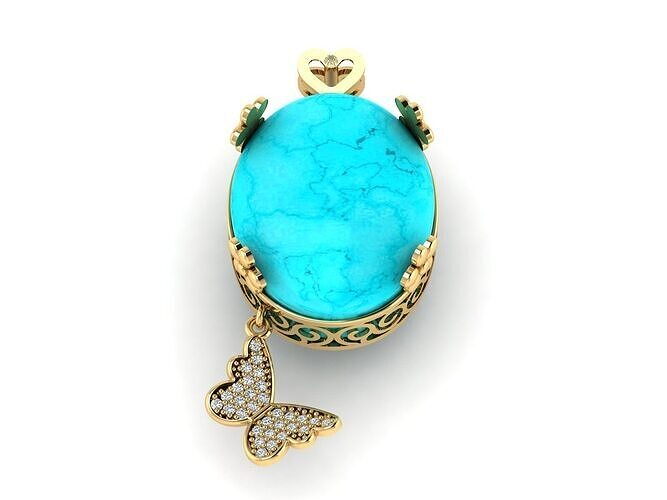 Turquoise stone pendant or necklace 3D print model