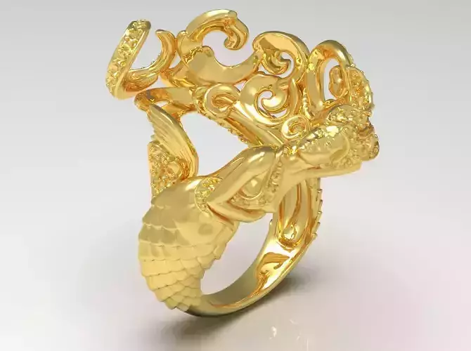 Luxury yellow gold mermaid ring model jr00108