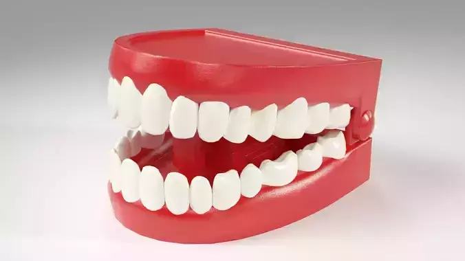 Chattering Teeth Clockwork Toy Low-poly 3D model