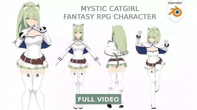 Mystic Catgirl - Fantasy RPG - Complete 3D Modeling Workflow
