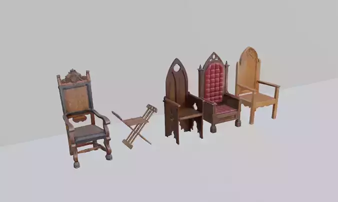 Medieval Throne and Chair 3D Models 3D model