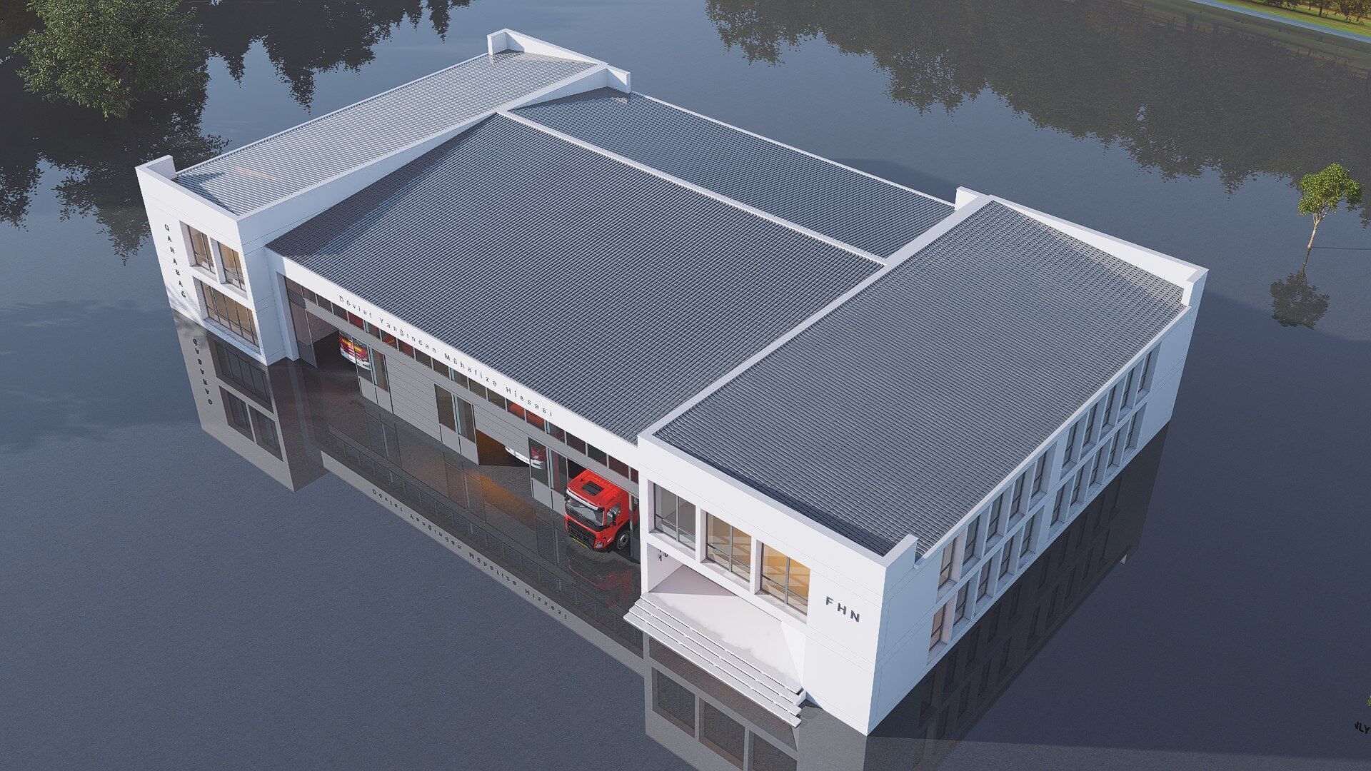 fire station Low-poly 3D model_6