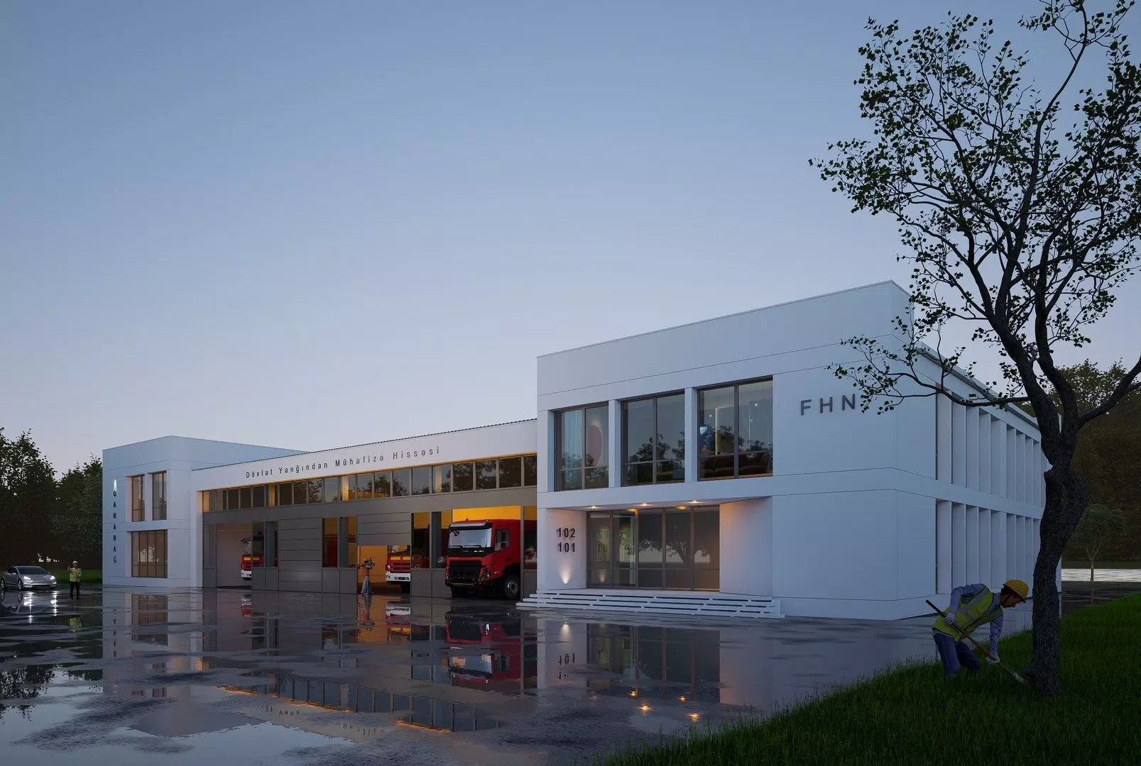 fire station Low-poly 3D model_0