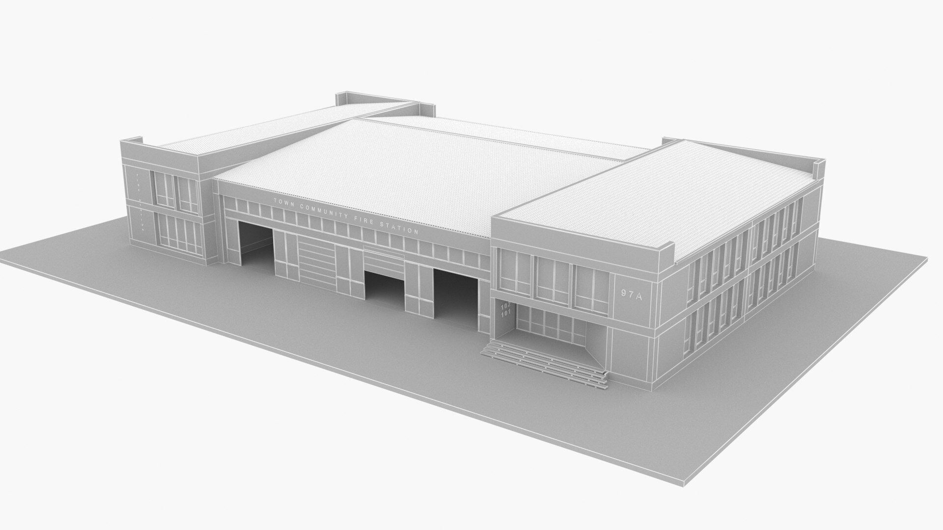 fire station Low-poly 3D model_10