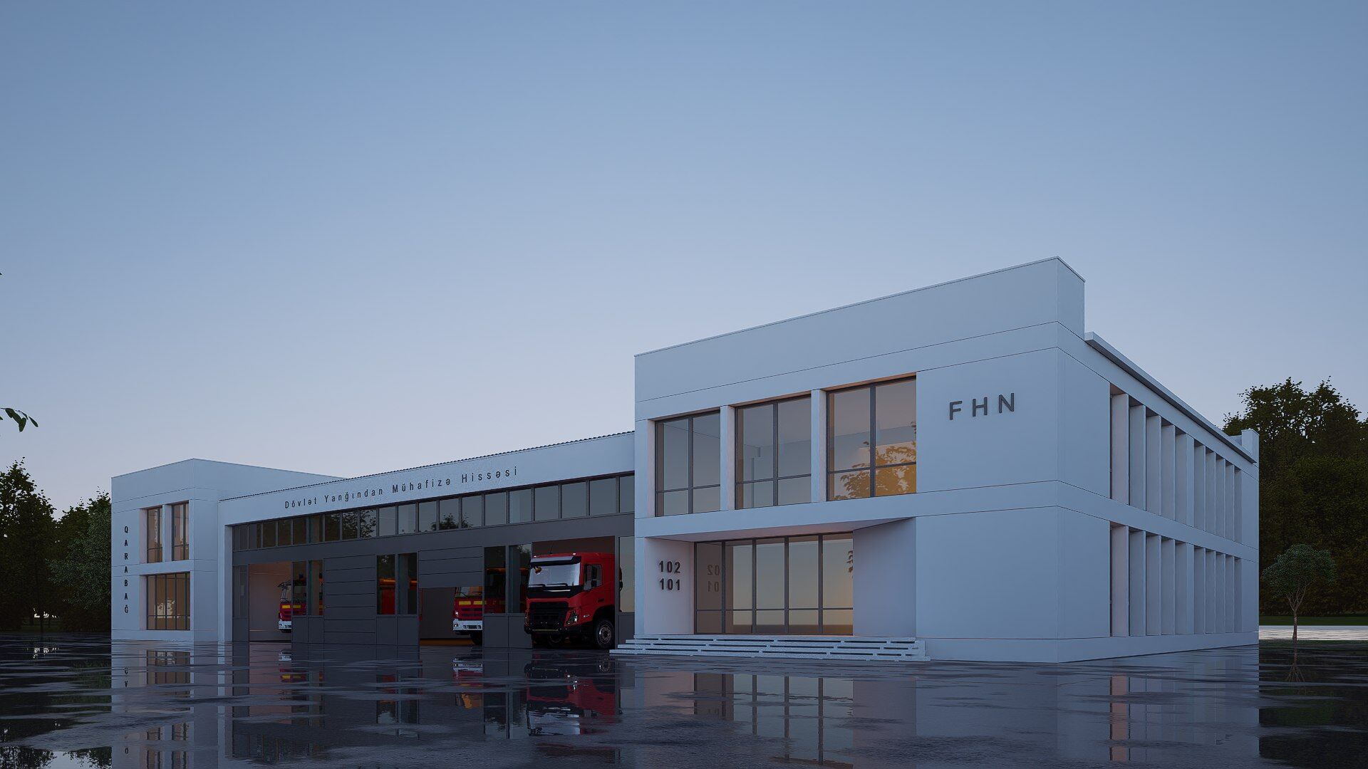 fire station Low-poly 3D model_3